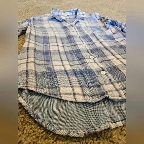 Cloth & Stone Long-Sleeve Plaid Button Up w/ Back Vent and Drop Tail, Size Small - Picture 3 of 8